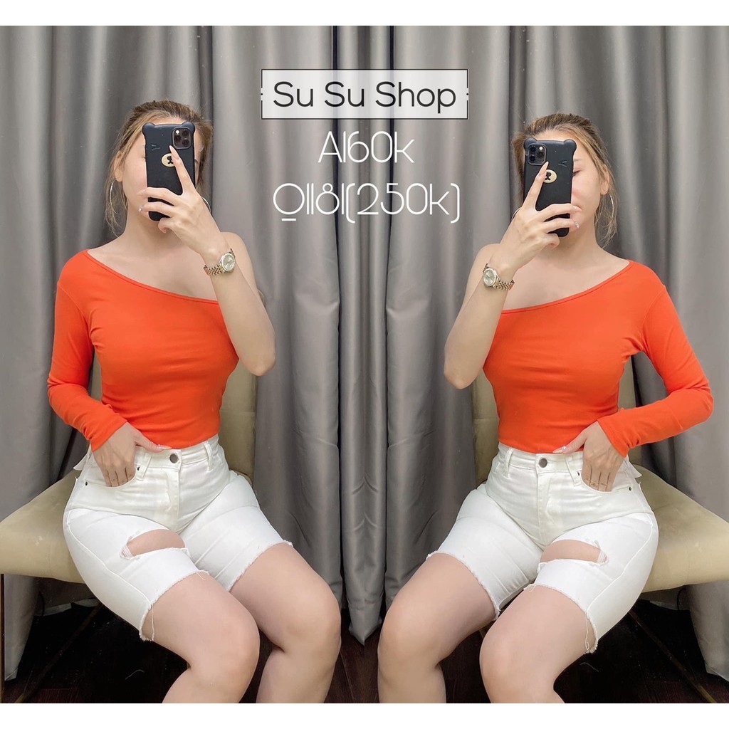 Áo kiểu croptop hở lệch vai 1 tay xinh xắn chất bozip xịn đẹp