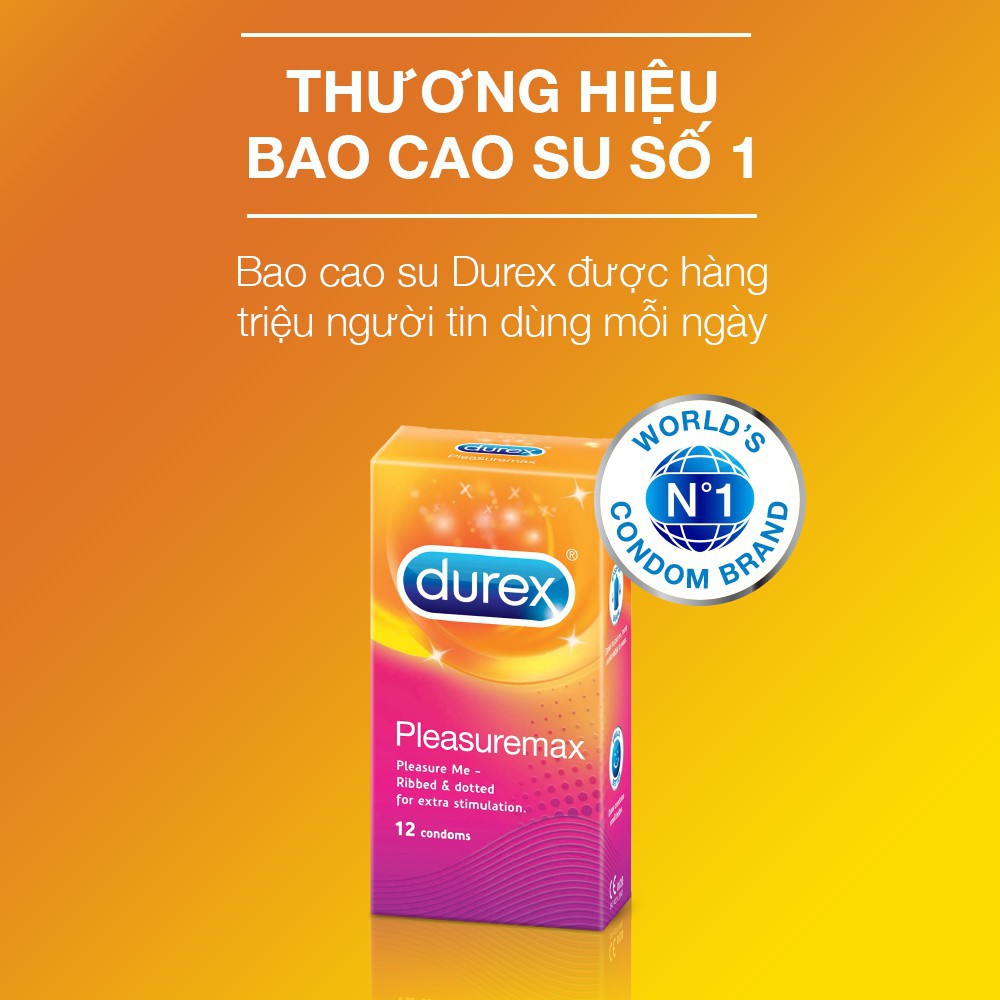 (Freeship đơn 50k) Bao Cao Su Gân Gai Durex Pleasuremax Hộp 3 Cái