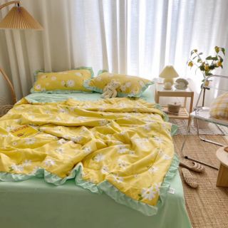 Set cotton đũi bèo (4món) hoa vàng