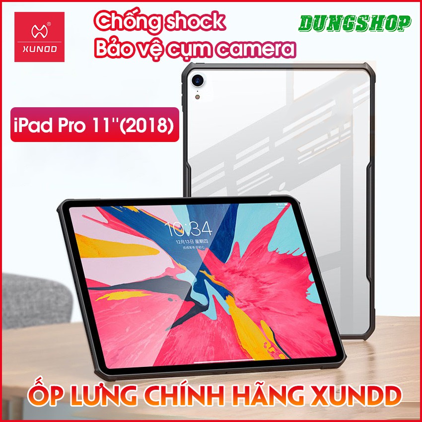 Ốp lưng iPad Pro 11 inch (2018) Chính hãng XUNDD, Chống shock, Mặt lưng trong suốt, Viền TPU