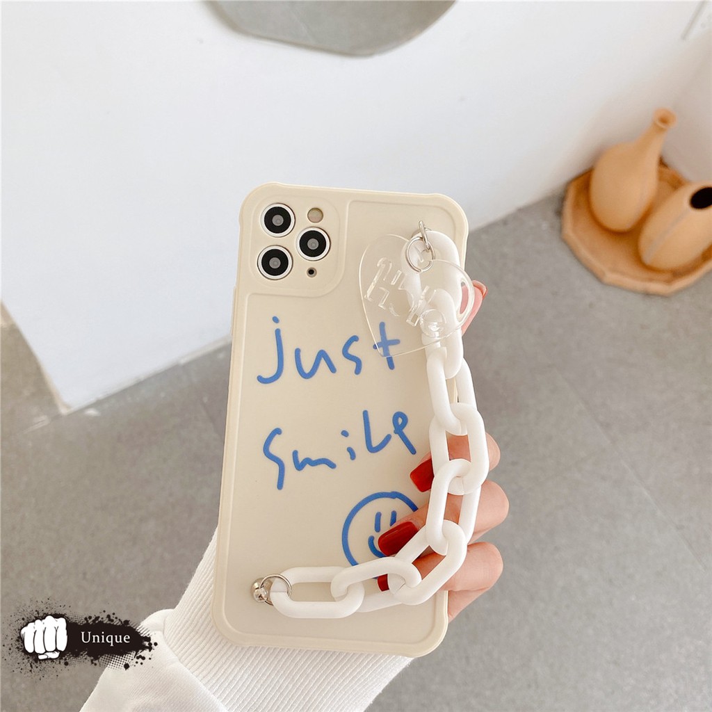 Ốp Điện Thoại In Chữ Tiếng Anh Kèm Dây Đeo Tay Hình Mặt Cười Xinh Xắn Cho Iphone 11 | BigBuy360 - bigbuy360.vn