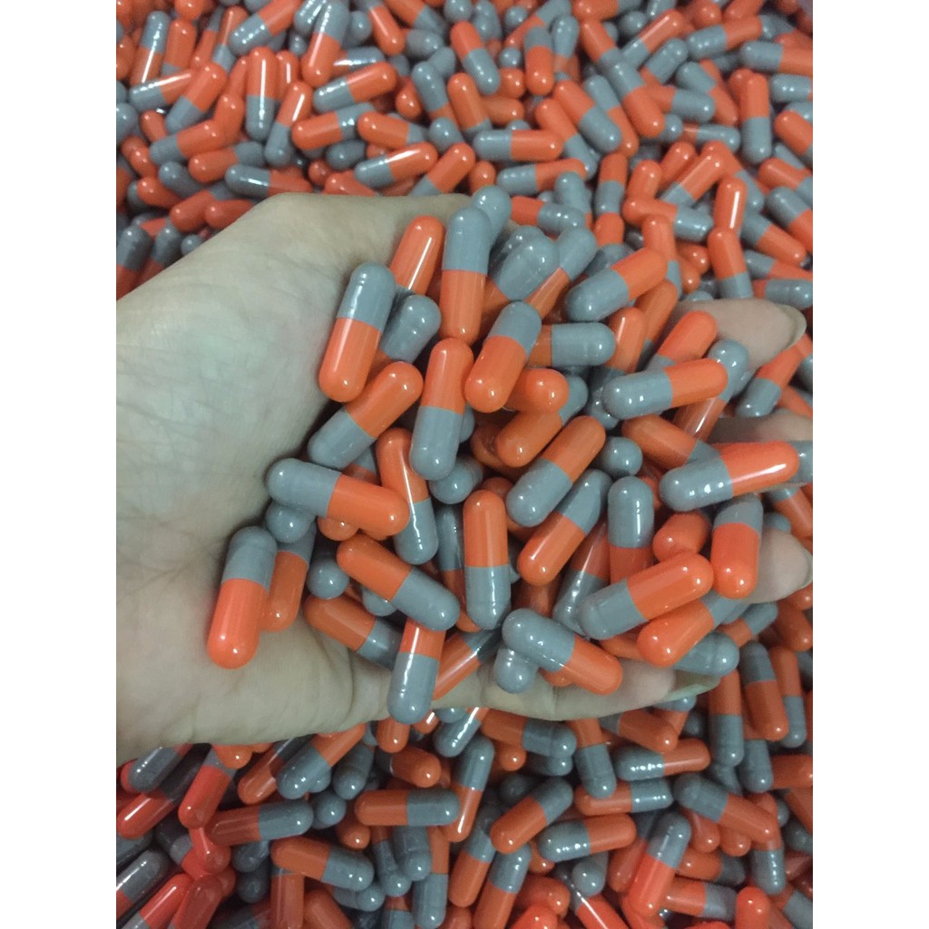 1000 Vỏ nang rỗng màu xám cam, viên nang rỗng, empty gelatin capsule 1000pcs size 0