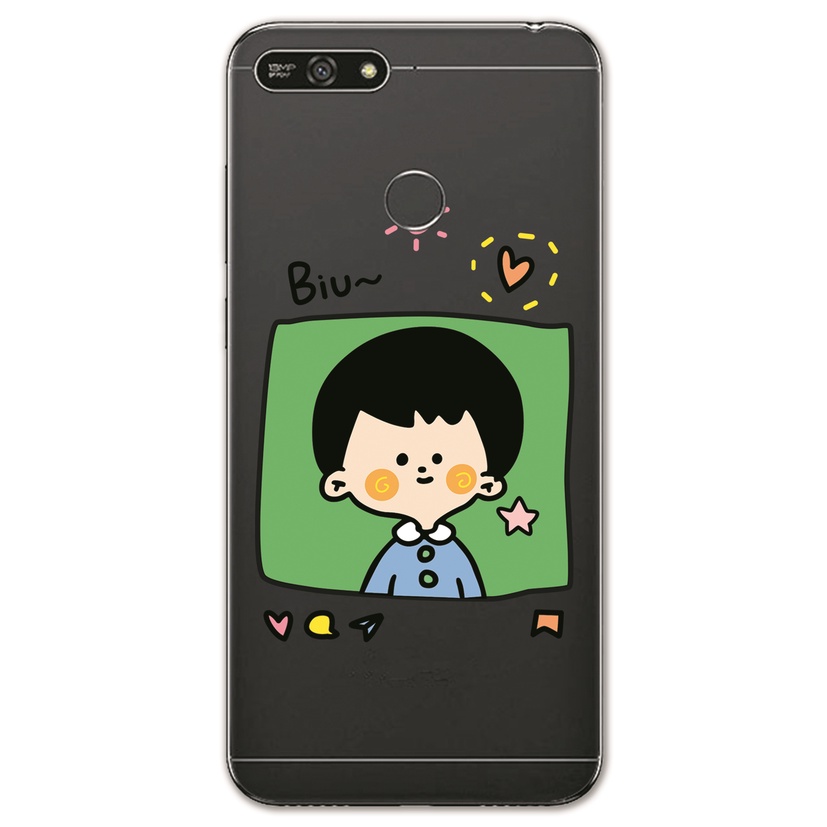 Huawei Honor 7S 7A Pro/7X/Y9 Y5 Y6 Prime 2018 INS Cute Cartoon Work hard Brown bear Clear Soft Silicone TPU Phone Casing Lovely label Graffiti Case Back Cover Couple