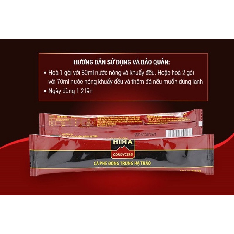 Cà Phê Sữa Đông Trùng Hạ Thảo Hima 4 IN 1 (20 gói/hộp) | BigBuy360 - bigbuy360.vn
