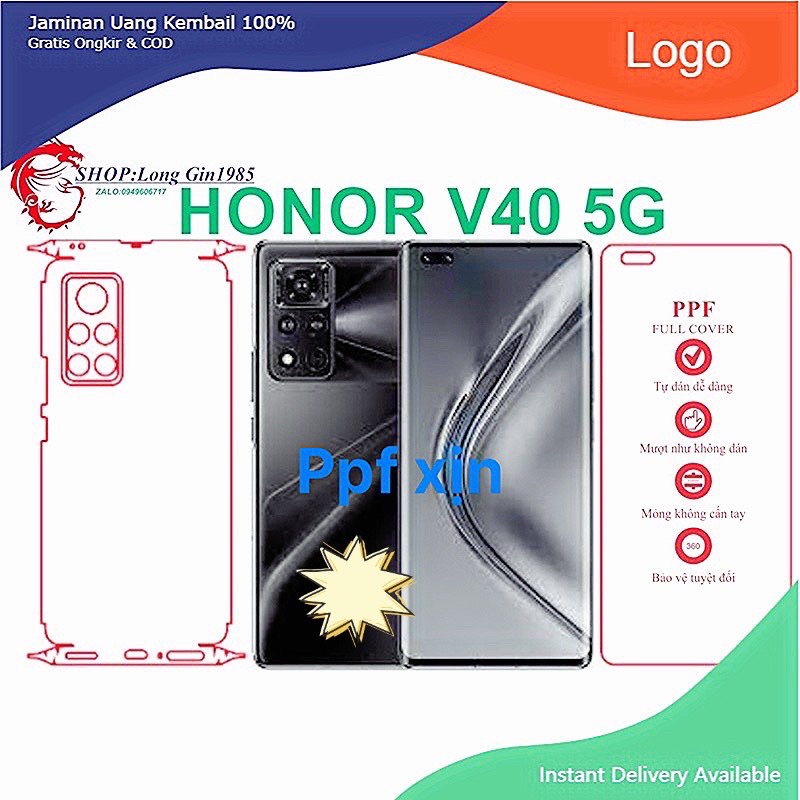 Honor V40 5G miếng dán trong Ppf mặt sau và mặt trước chống va đập chống trầy xước