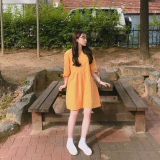Đầm bbd màu vàng cute