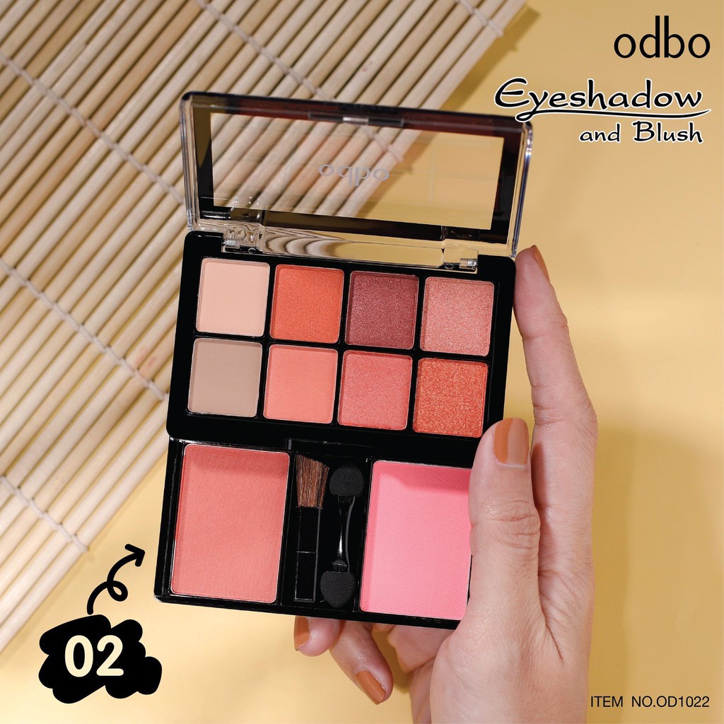 Set phấn mắt &amp; má hồng ODBO 8 Ô Tông Cam Siêu Đẹp Eyeshadow And Blush Od1022 Thái Lan 20g