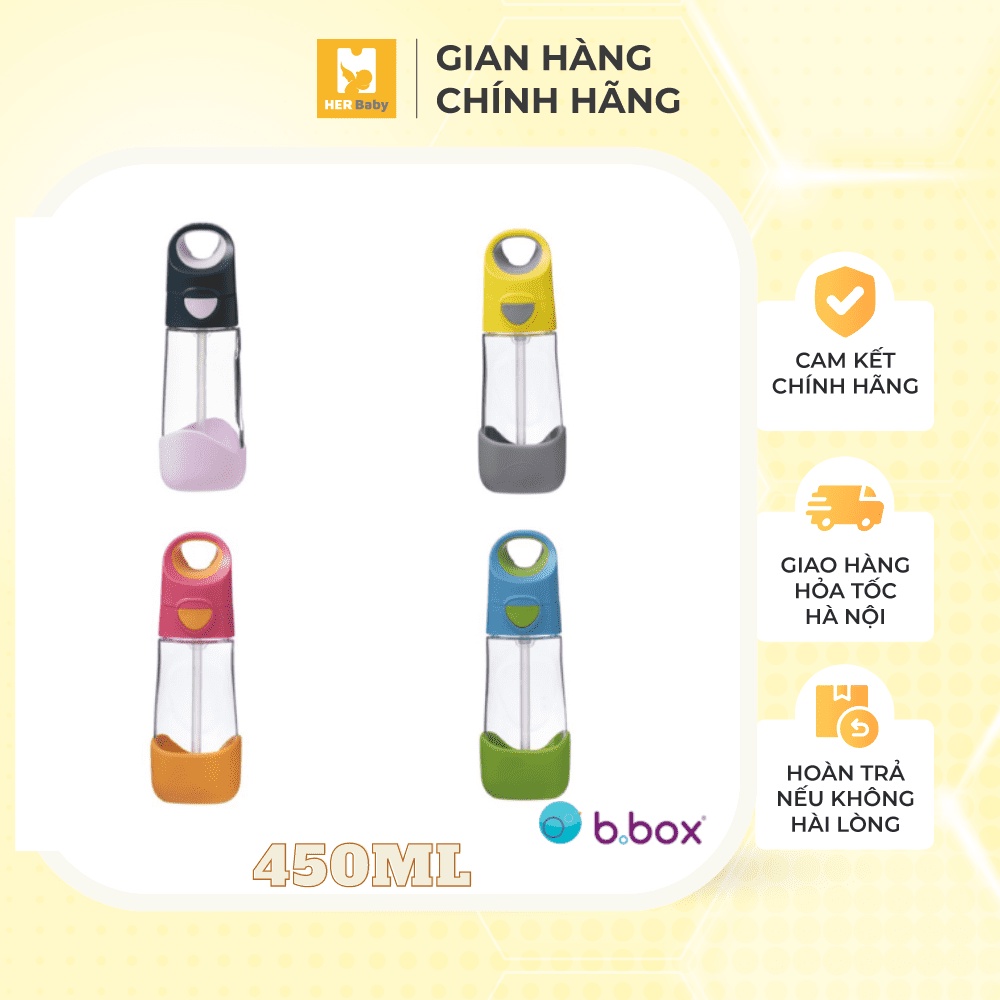 Bình Nước Cao Cấp B.BOX Tritan Cho Bé 450ml cao cấp an toàn cho bé, có thể chịu nhiệt cao - Herbaby