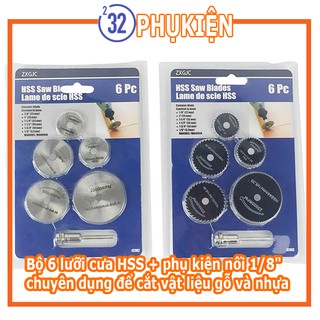 Bộ 6 lưỡi cưa mini cho máy khoan 22-50mm thép gió HSS