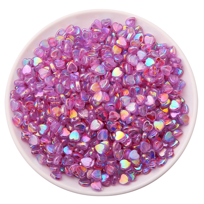 Set 100 Hạt Nhựa Acrylic Hình Ngôi Sao/Trái Tim Màu Kẹo Trong Suốt 10mm Làm Trang Sức DIY