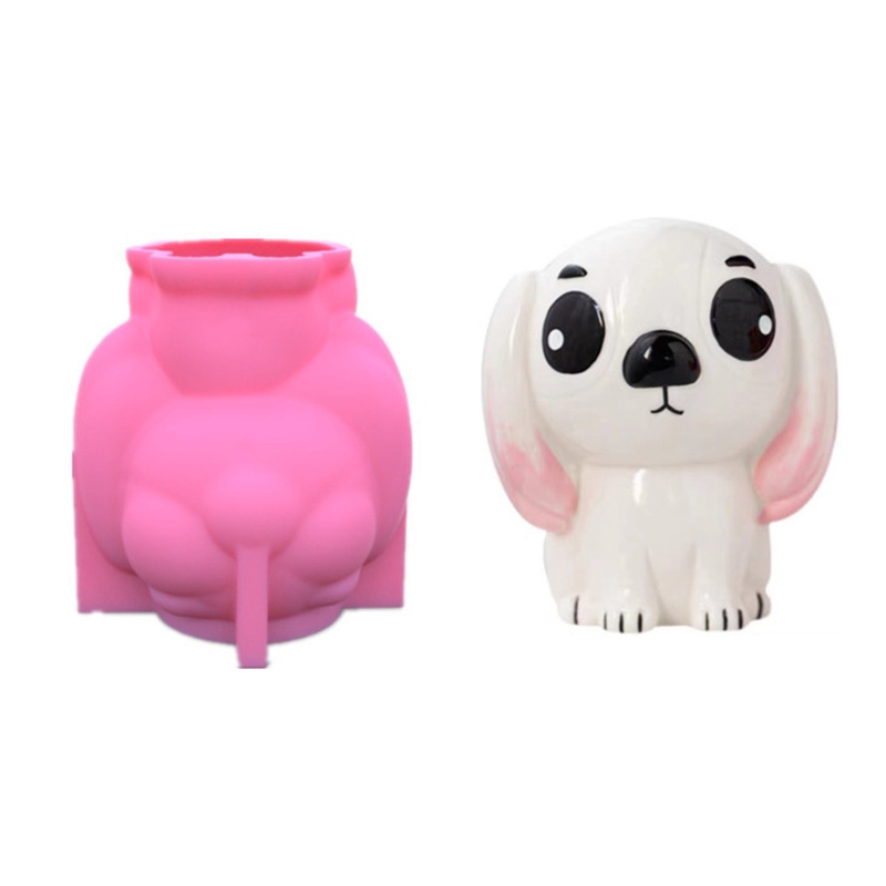 Khuôn Silicone Làm Chậu Cây Hình Chú Chó Mắt To 3D DIY