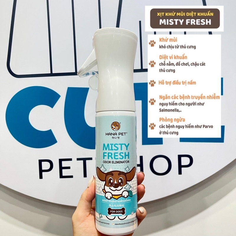 Xịt khử mùi, khử khuẩn Misty Fresh an toàn cho thú cưng 300ml