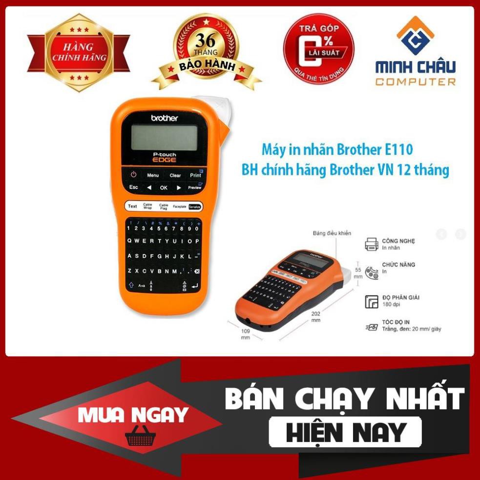 Máy in nhãn cầm tay Brother P-Touch PT-E110 chính hãng + Tặng kèm Adaptor (nguồn cắm điện 220V)