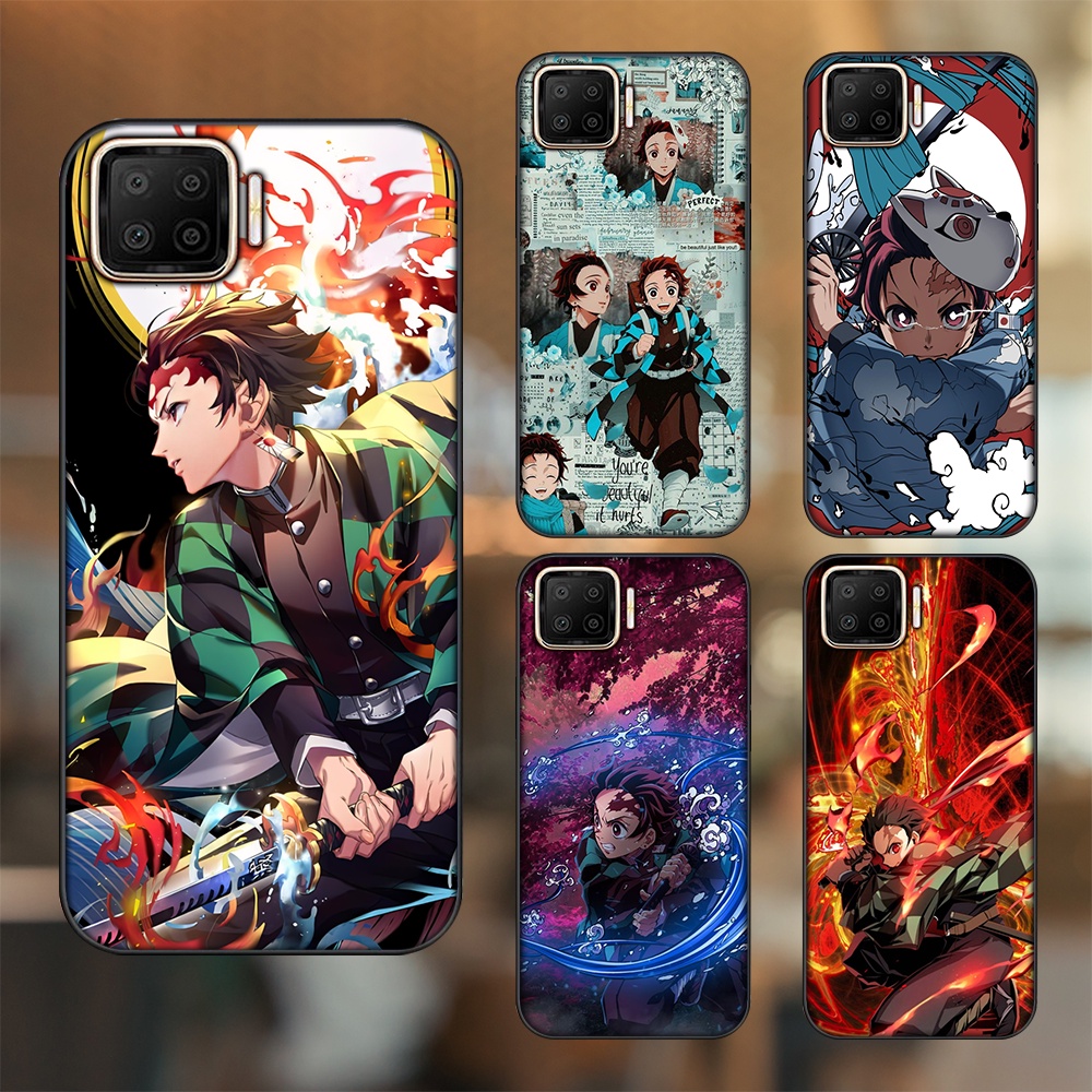 Ốp lưng Oppo A73, A93 4G viền đen in hình Tanjiro Kimetsu No Yaiba