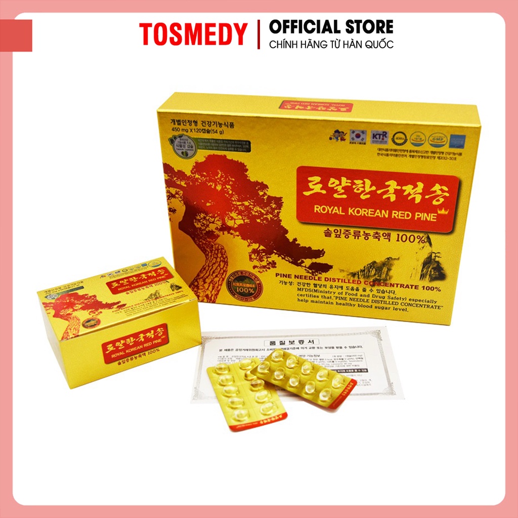 Viên Tinh Dầu Thông Đỏ Hoàng Gia Hàn Quốc - Royal Korean Red Pine, Hộp 120 viên [ HÀNG NHẬP CHÍNH HÃNG]