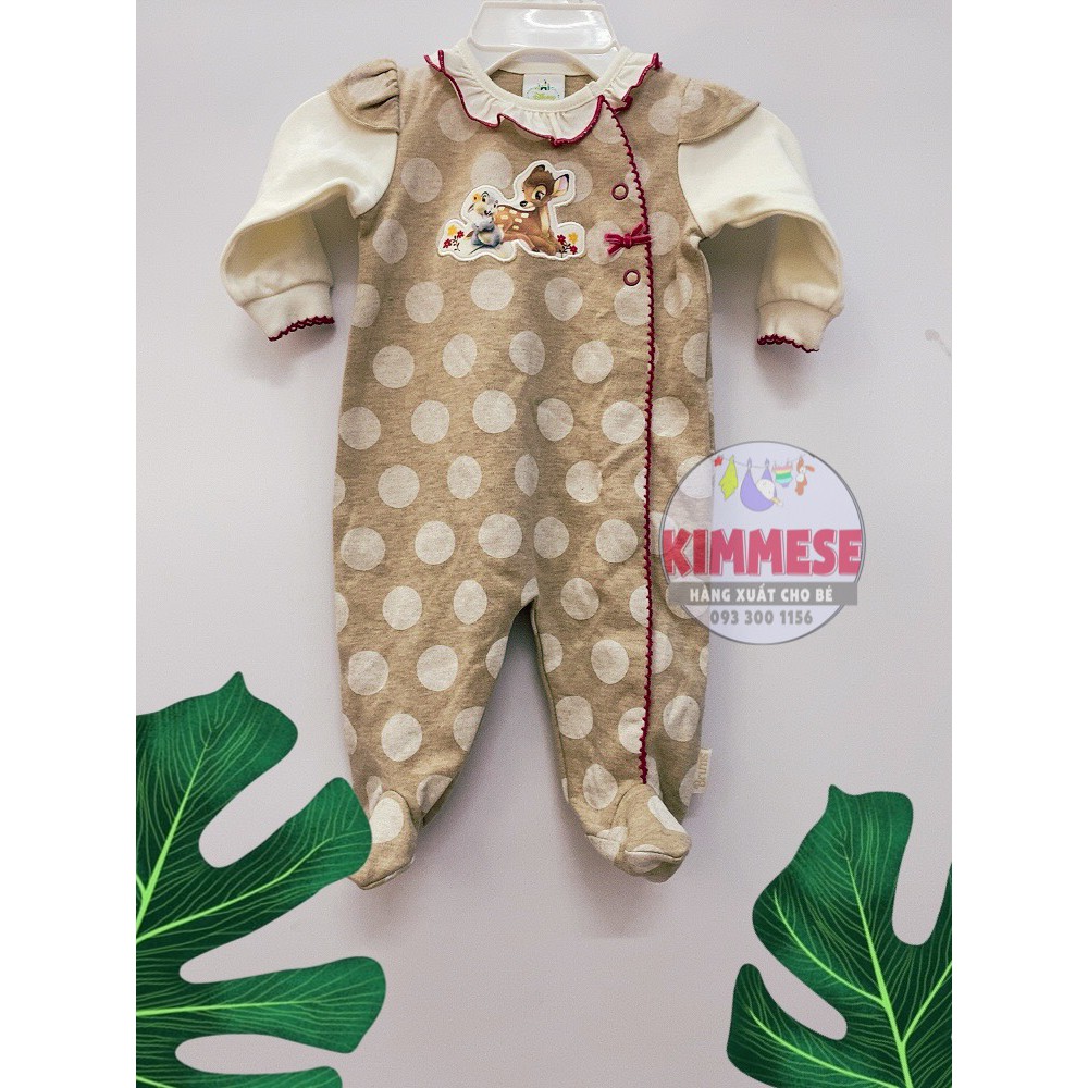 [Mã KIMFS33 Hoàn 5K Đơn 59K] (Nb) Sleepsuit Bộ Body Cho Bé Cotton Dày D.Ney Girl Xám/Nai Bambi - Đồ Ngủ Cho Bé