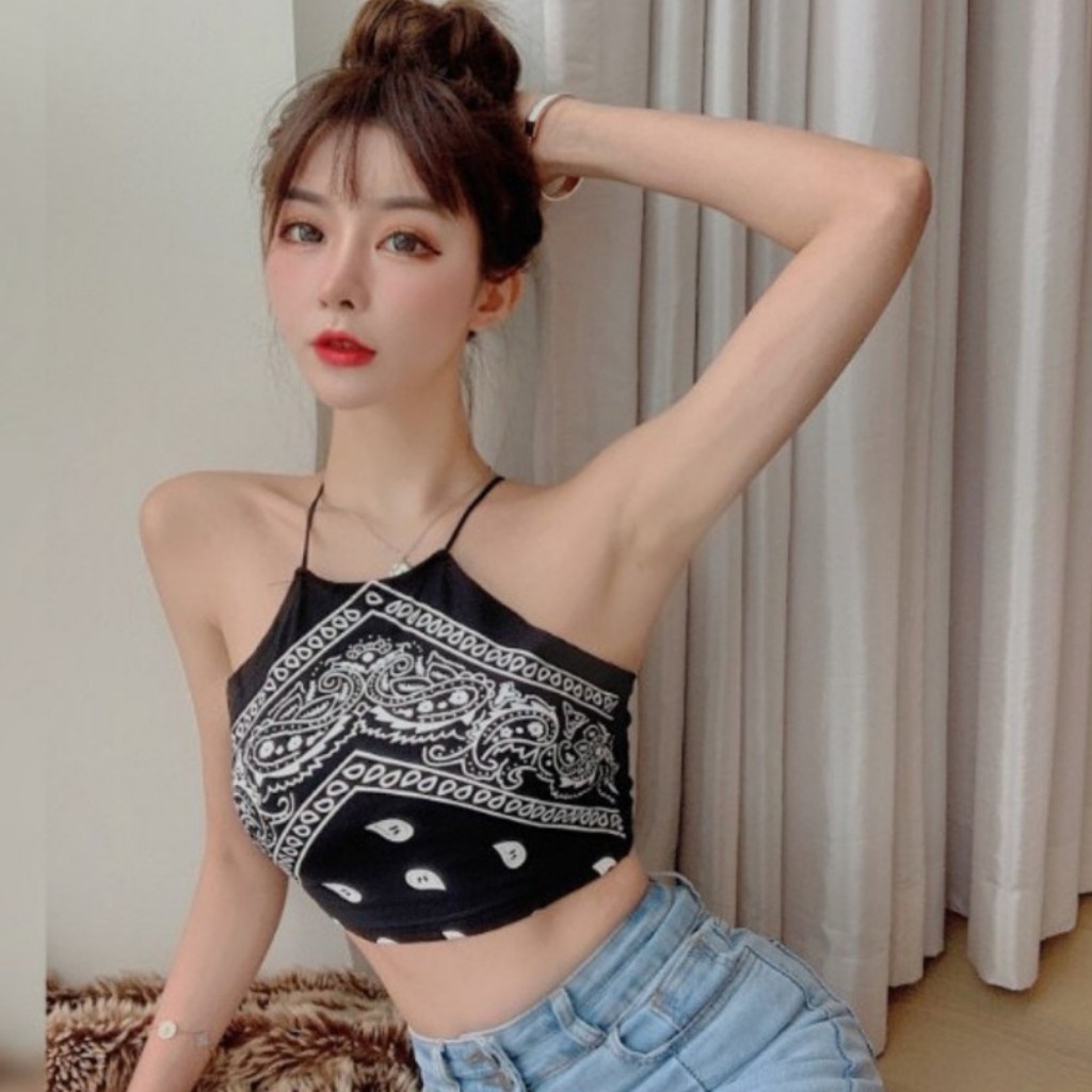 Áo Yếm Thổ Cẩm Chất Borip Dày Dặn Áo Dây Bún Dáng Croptop 53kg Quay Đầu | BigBuy360 - bigbuy360.vn