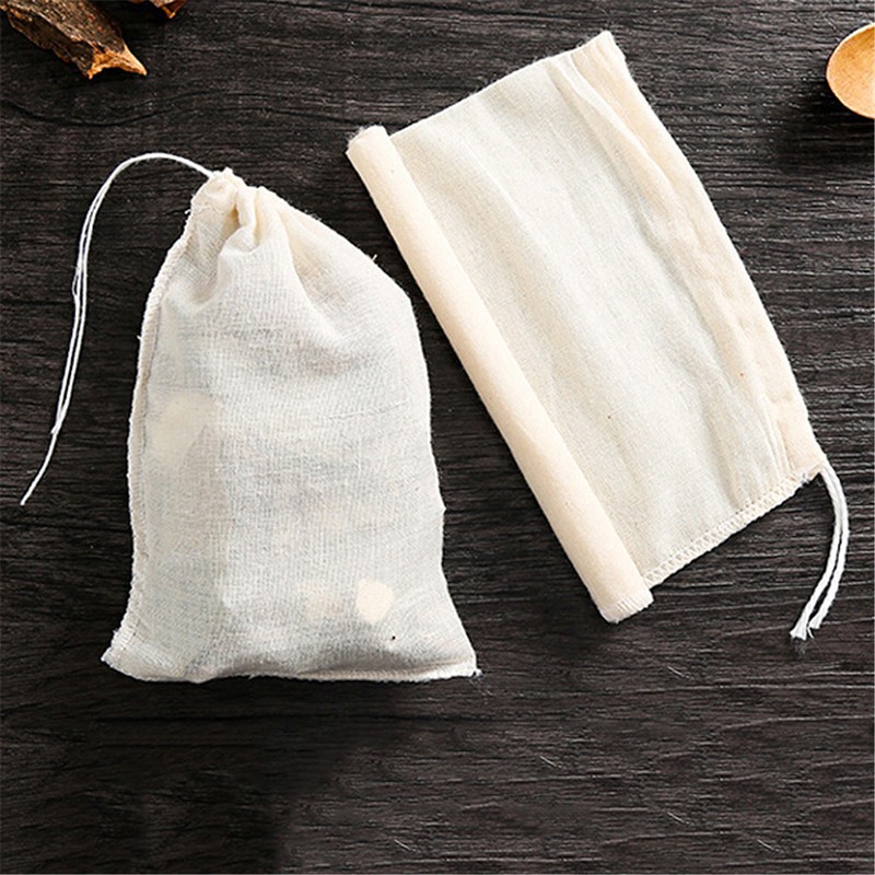 Túi lọc trà, lọc gia vị bằng vải thô , túi vải dây rút (20x25cm)