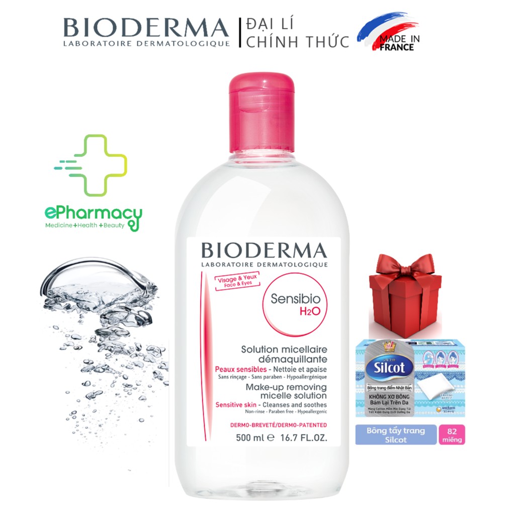 Nước tẩy trang Bioderma 500ml cho da nhạy cảm - Bioderma Sensibio + Sebium H2O 500ml - CHÍNH HÃNG