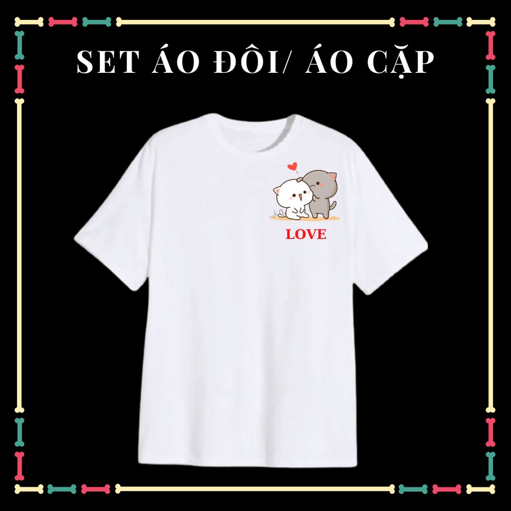 Áo thun nam nữ, áo cặp đôi, áo tình yêu cho các cặp đôi, phôm rộng, màu trắng, thun co giãn 4 chiều.