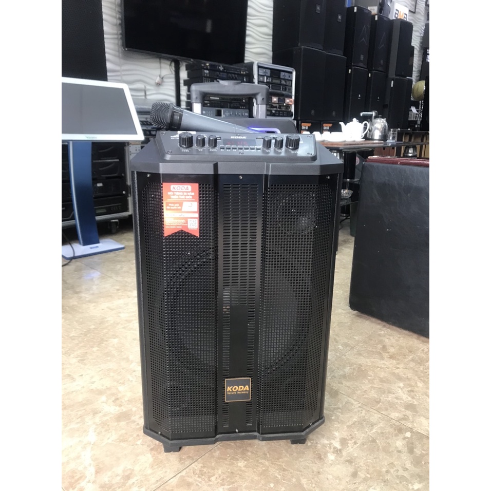 Loa kéo di động KODA KD-1201. Loa bluetooth kèm 2 míc không dây hát karaoke, nghe nhạc