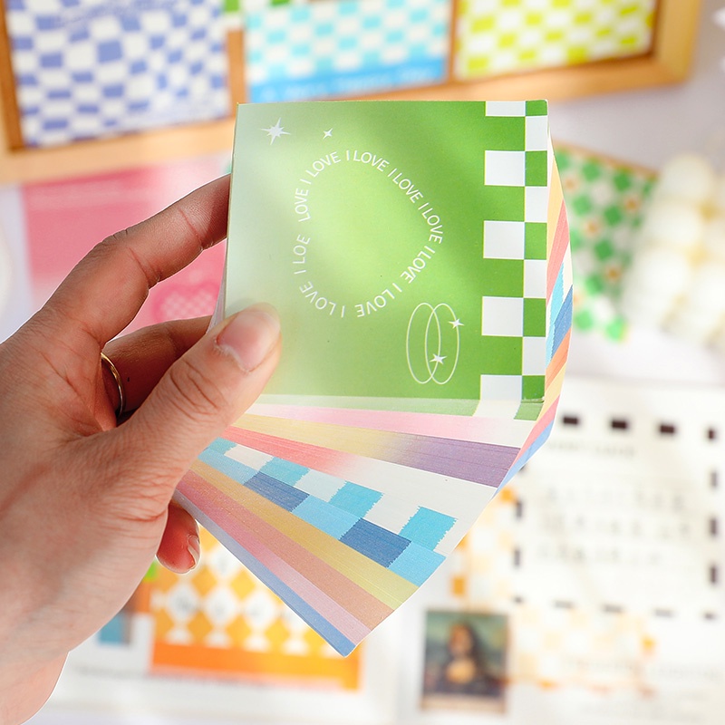 Set 400 Tờ Giấy Ghi Chú Họa Tiết Caro Dễ Thương Cho Học Sinh