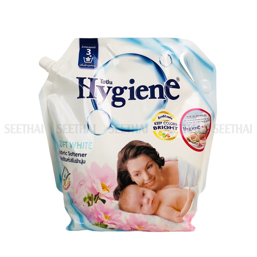 Nước xả mềm vải hương hoa nhẹ nhàng HYGIENE Soft White Thái Lan 1800ml - túi trắng - Fabric softener