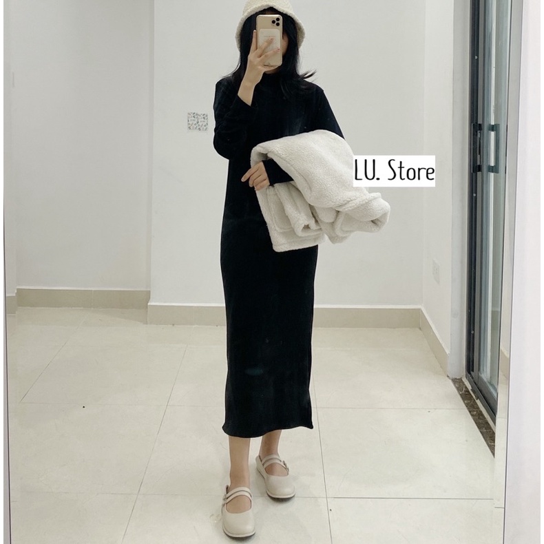 Set áo Khoác Lông cừu - Váy thun tăm dài Freesize Hàng Quảng Châu ,ẢNH THẬT LU CHỤP _ HÀNG CÓ SẴN