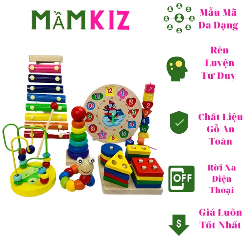 Đồ Chơi Gỗ, Đồ Chơi Xếp Hình, Bằng Gỗ Cho Các Bé SHOP MẦM KIZ