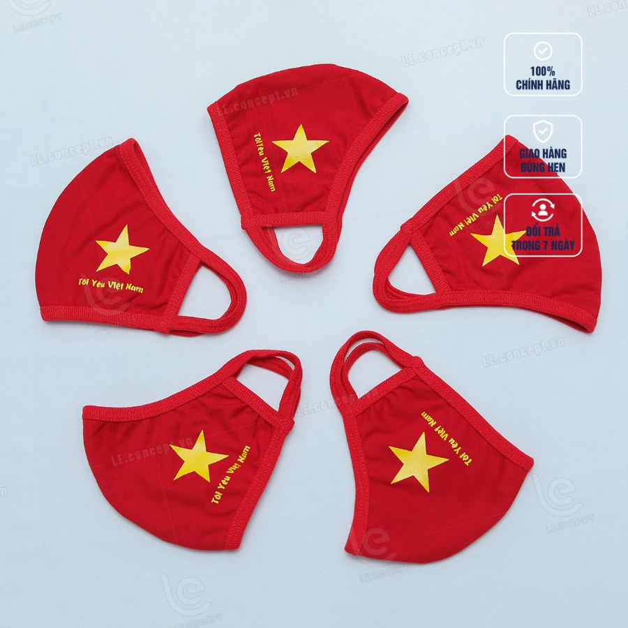 Combo 5 Khẩu Trang Vải Cờ Đỏ Sao Vàng Kháng Khuẩn Bảo Vệ Toàn Diện Giá Siêu Rẻ - Đồng Phục Bốn Mùa