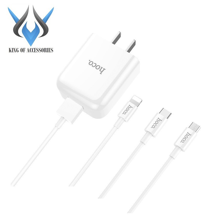 Bộ Cốc sạc và Cáp sạc Hoco C49 cổng Lightning dành cho iPhone/iPad, Output max 2A (Trắng)