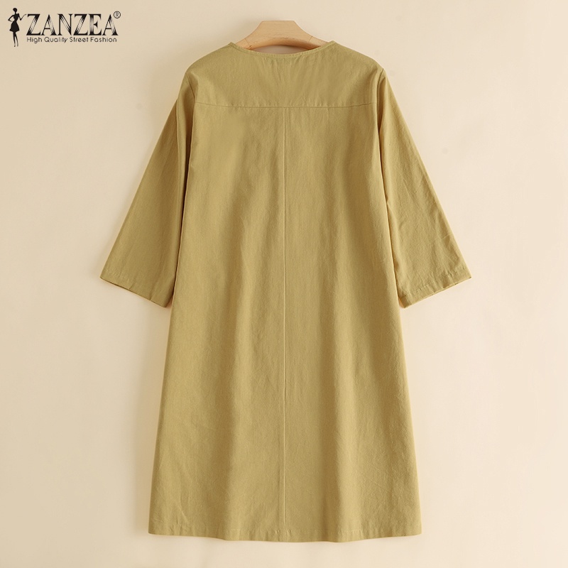 Đầm chữ A ZANZEA cổ chữ V nữ tính thời trang