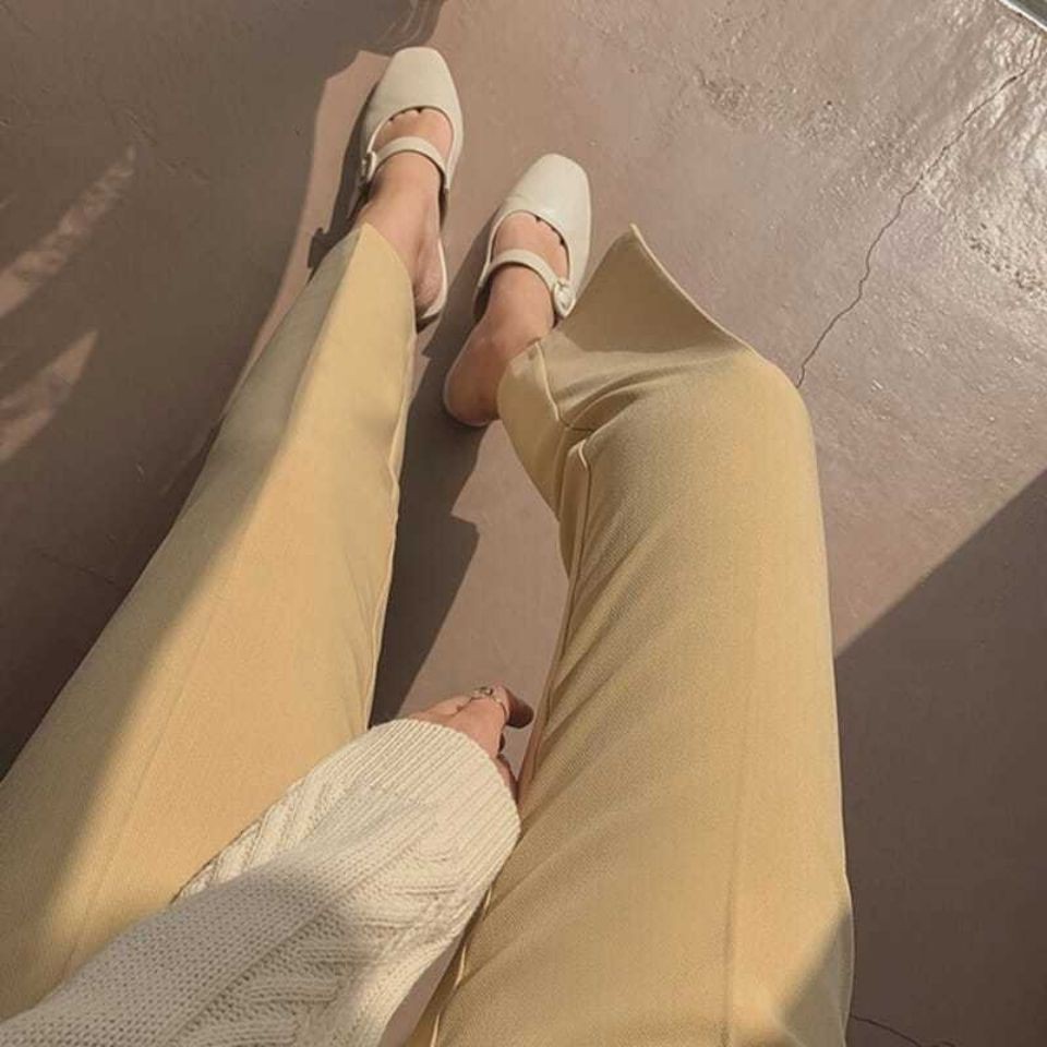 Giày sục da nữ quai ngang mũi vuông thời trang