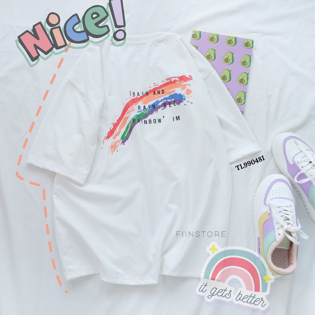 Áo thun tay lỡ basic RAINBOW - ÁO PHÔNG BASIC BY FIINSTORE