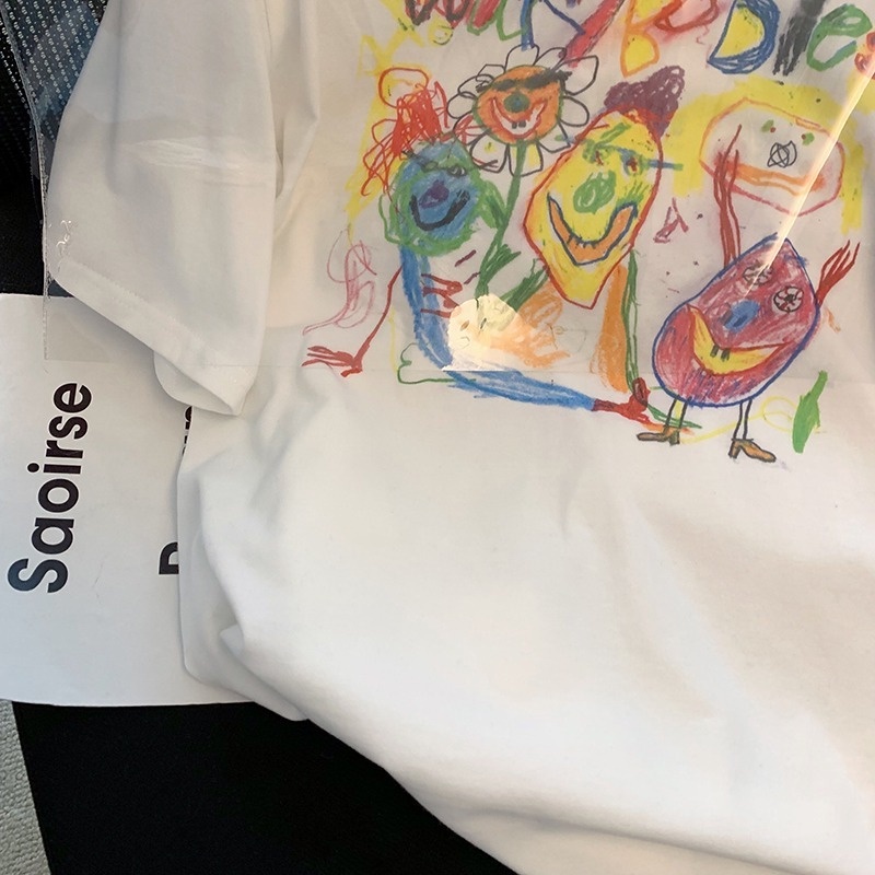 Áo Thun HIIXIIVI T-Shirt Tay Ngắn Cổ Tròn In Hình Hoàng Hôn Thời Trang Mùa Hè Phong Cách Hàn Quốc Dành Cho Nữ 2022