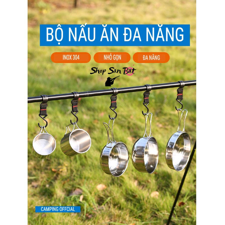 Bộ nồi chảo cốc hiệu CAMEL 8 món, Đi cắm trại tiện lợi gọn nhẹ xuất nhật [DCP2]