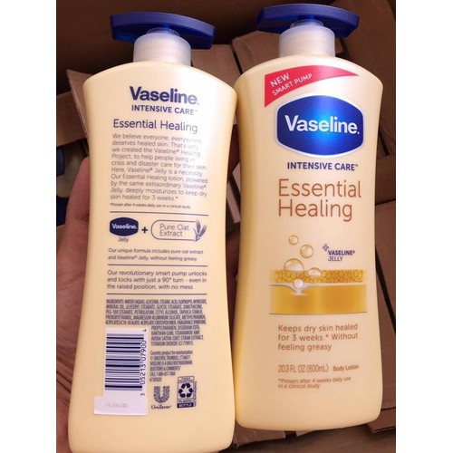 Dưỡng Thể Giữ Ẩm Da Vaseline Intensive Care Essential Healing Lotion 600ml (Mỹ)