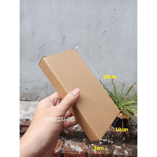 20 x 10 x 3 cm - Combo 100 hộp carton nắp gập 20x10x3 cm đóng hàng