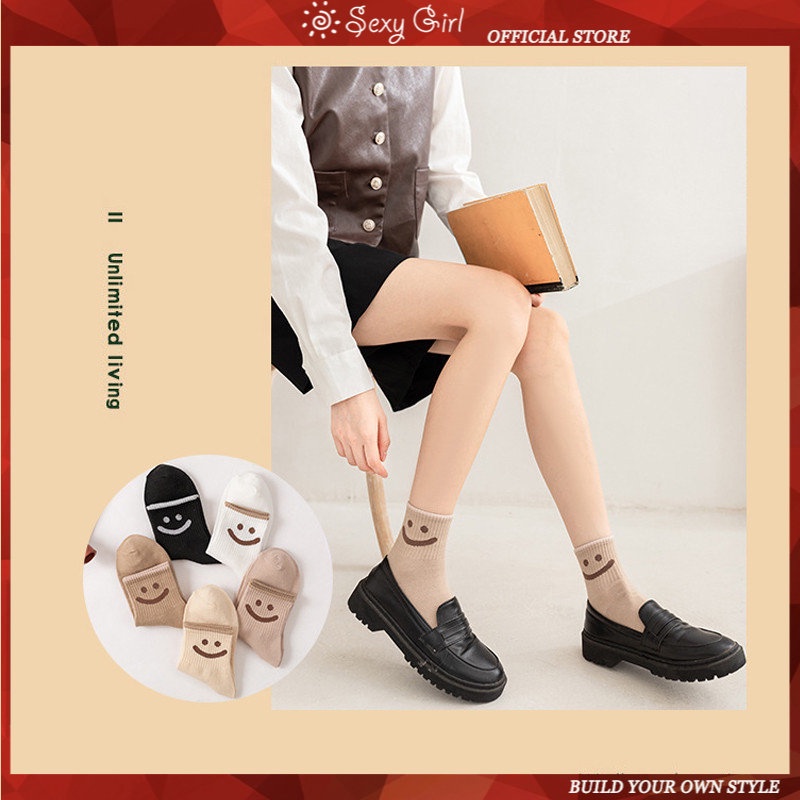 Vớ Cổ Trung Họa Tiết Mặt Cười Dễ Thương Phong Cách Nhật Bản Thời Trang Mùa Hè Quyến Rũ Cho Nữ