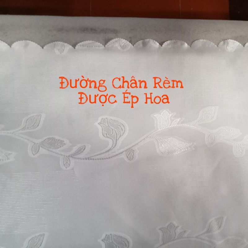 Rèm Voan Trắng Thêu Hoa Cao Cấp - Trang Trí Xinh Xắn Nhiều Kích Thước