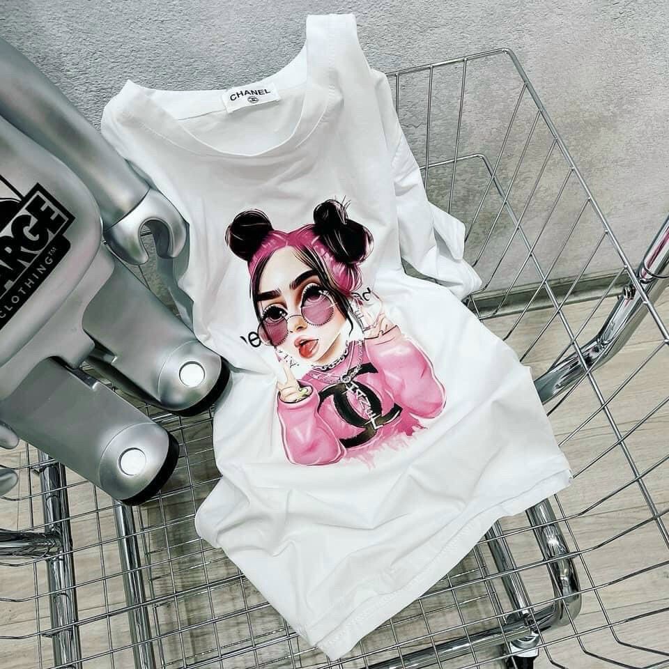 [Sales FreeShip] Áo Thun Phông Kèm Túi Zip Cho Nàng Tự Tin Dạo Phố, Áo Thun From Rộng In Hoạ Tiết CuTe