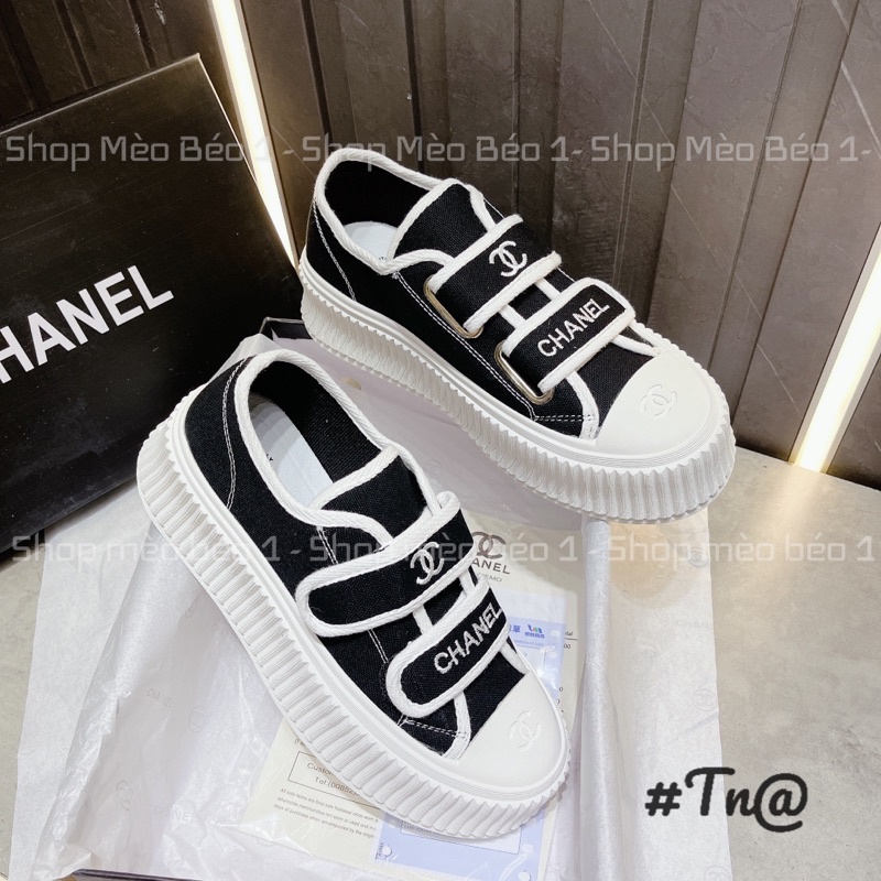 Giày thể thao slip on quai dán viền pha đế cao fullbox