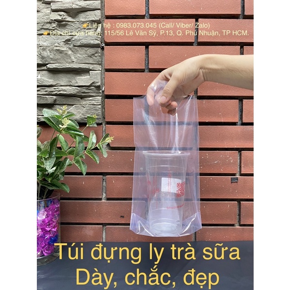 Túi đựng ly trà sữa, Túi đựng 1 ly DÀY- ĐẸP, có quai xách đựng trà sữa, chanh dây, nước ép…[1kg]