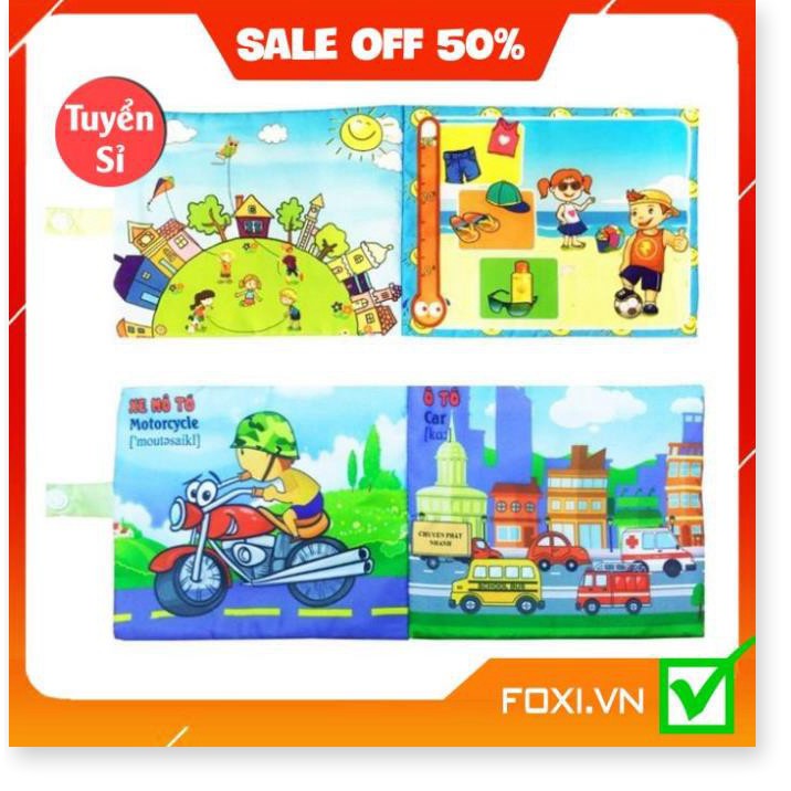 ComBo 2 Sách Vải Giáo dục mầm non-Chủ đề Giao thông và Thời tiết-giáo cụ cho bé sơ sinh hay nhất