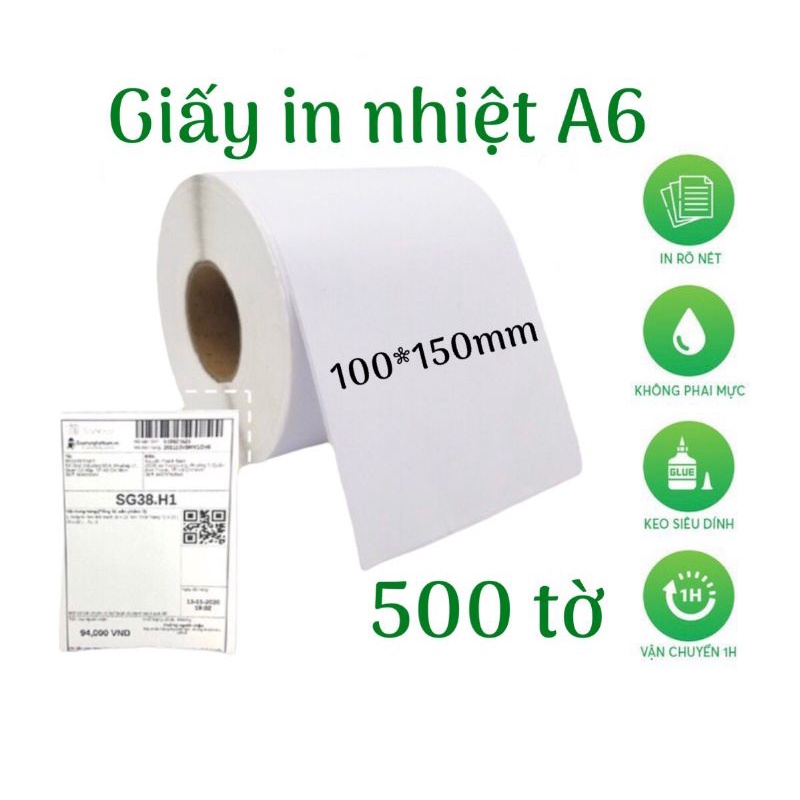 Giấy In Nhiệt A6 500 tờ 100mm*150mm. In đơn các app Shopee GHTK, In đơn hàng