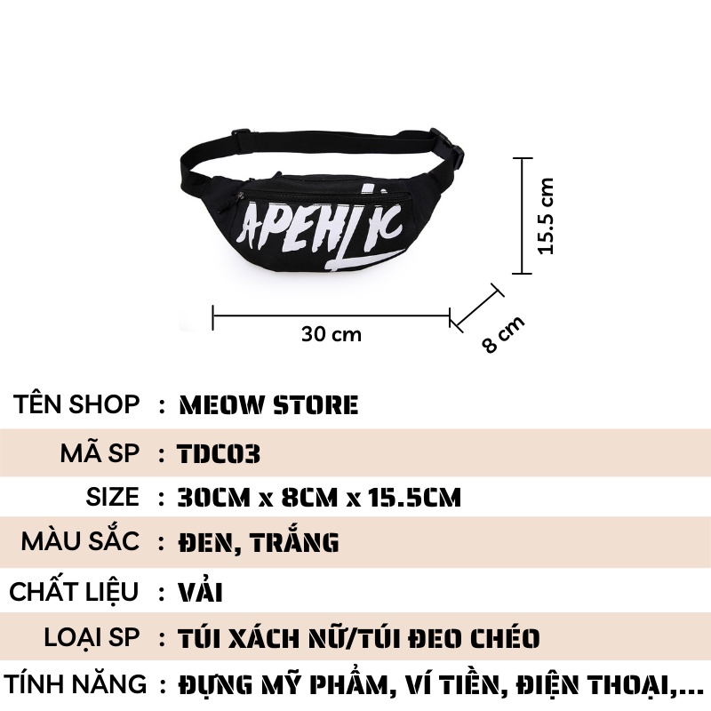 Túi đeo chéo, túi bao tử đi chơi đẹp thời trang nhỏ gọn MEOW STORE TDC03