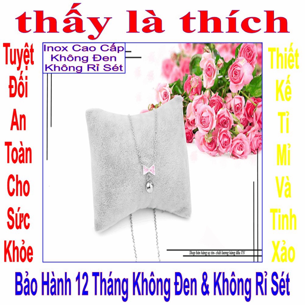 Dây chuyền cho bé mặt chiếc nơ xinh xắn treo bi - An toàn cho trẻ - Cam kết 1 đổi 1 nếu hoen , gỉ sét