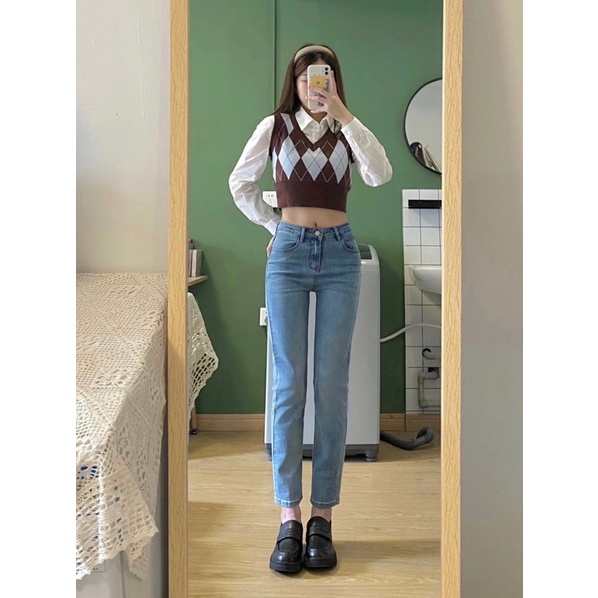 Quần Irene Jeans Ống Đứng Co Dãn