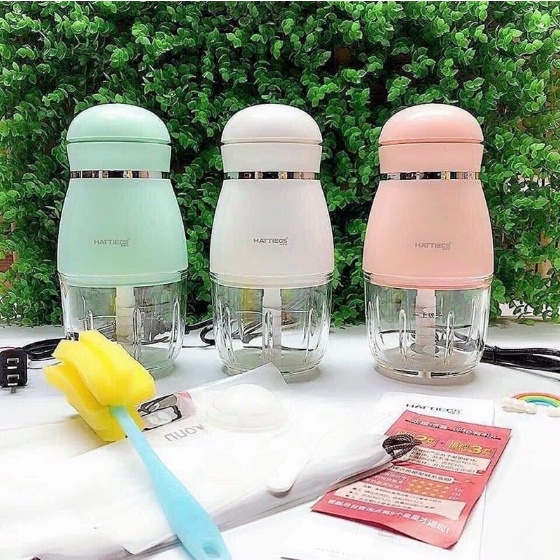 Máy xay đa năng HATTIECS 0.3L Máy xay ăn dặm cho bé Cối thủy tinh 6 lưỡi dao cầm tay tiện dụng Hattiecs.