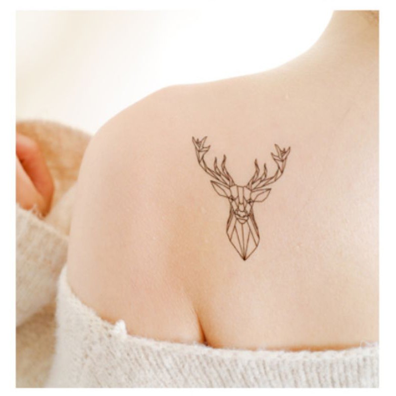 Hình xăm động vật trừu tượng d14. Xăm dán tatoo mini tạm thời, size &lt;10x6cm